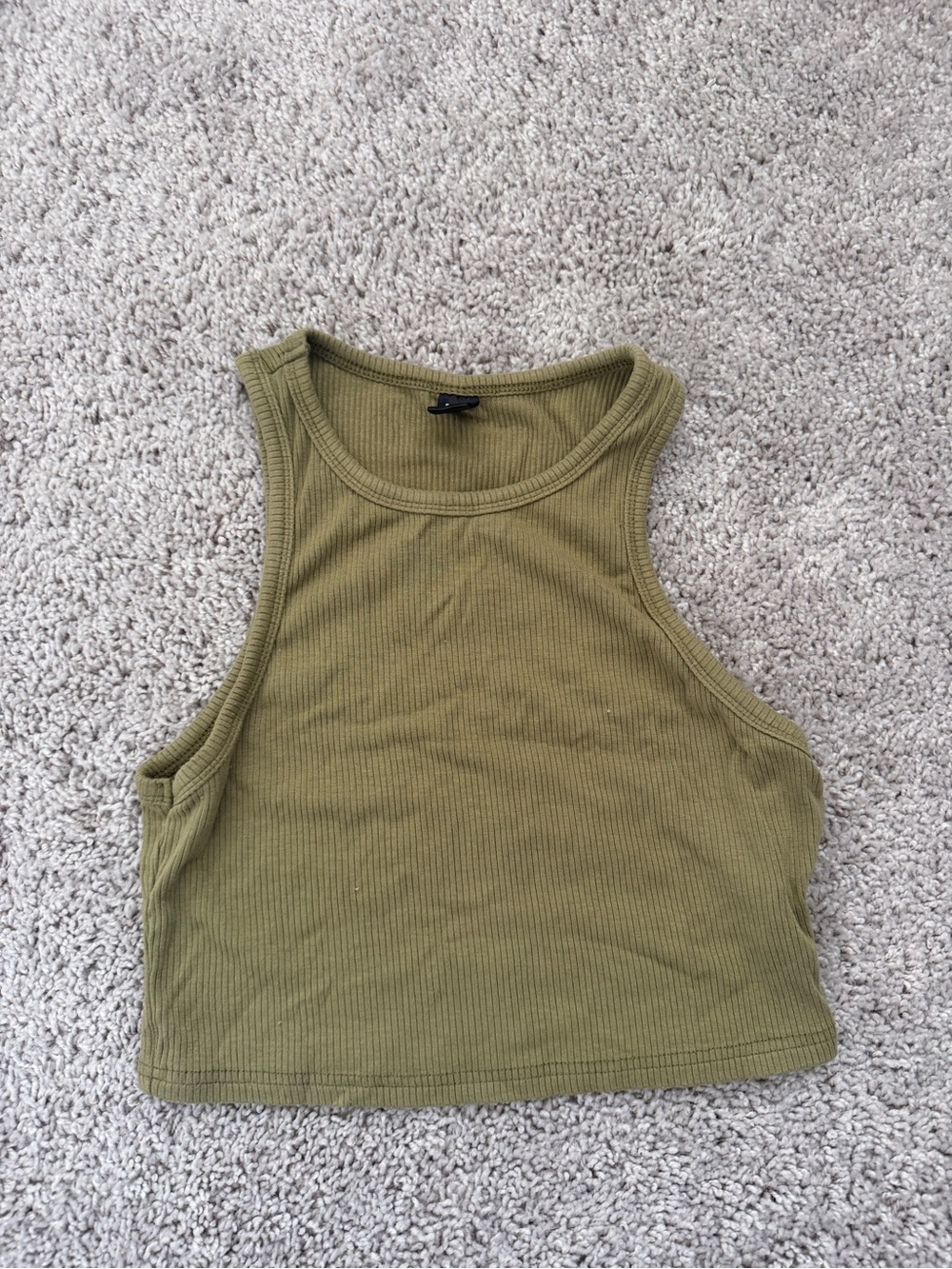 SHEIN Olive Ribbed Cropped Tank Top